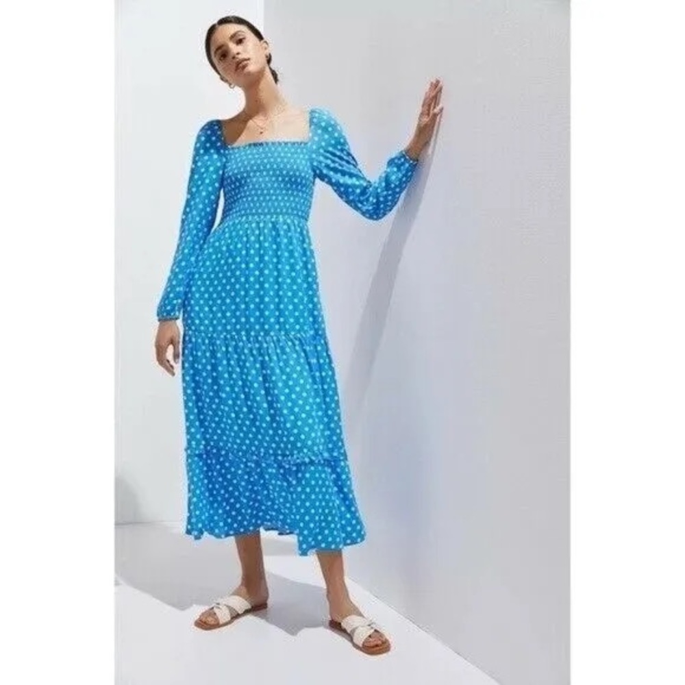 Anthropologie Dolan Blue Polka Dot Maxi Dress
